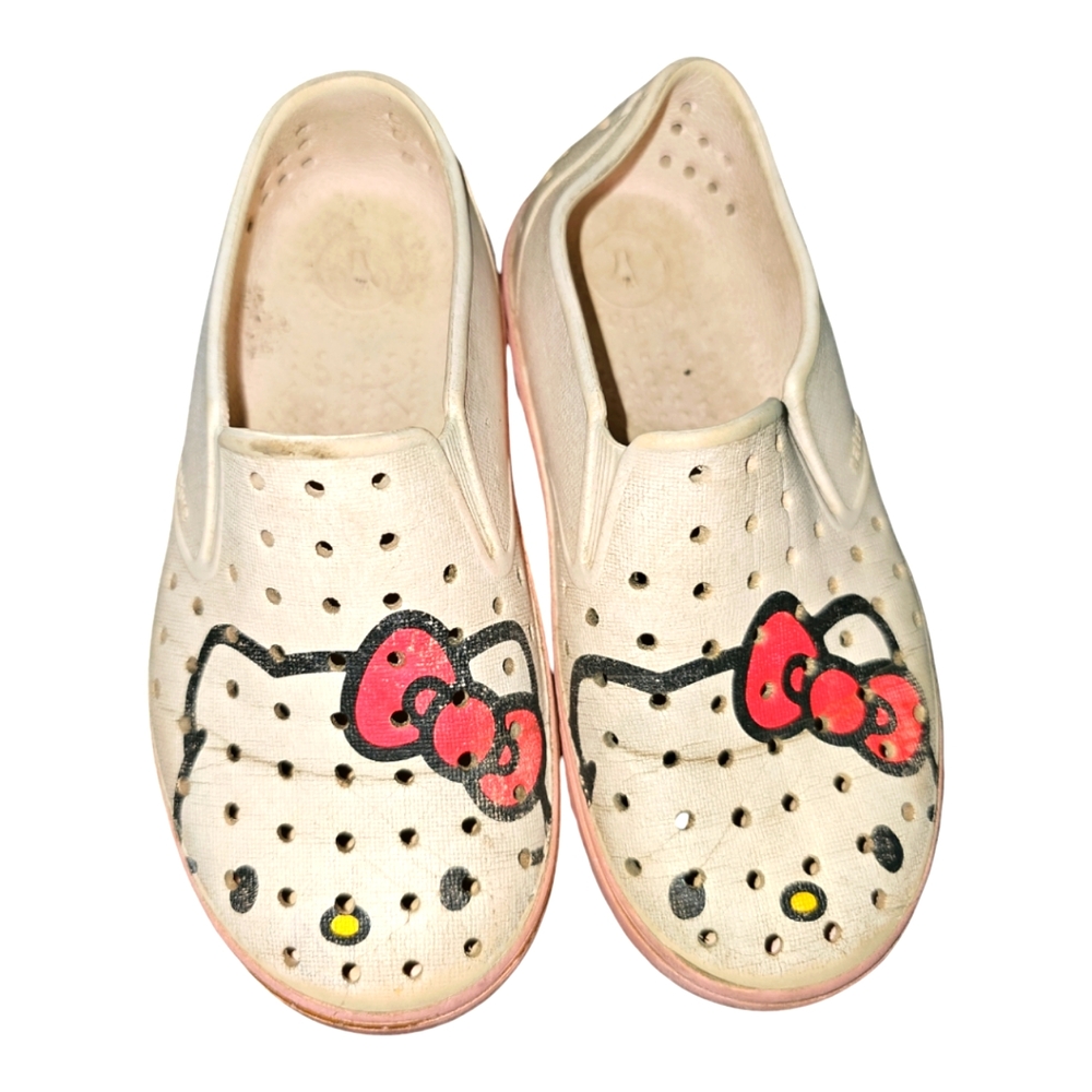 Native Shoes Kids Cream Slip-Ons with Pink Accents